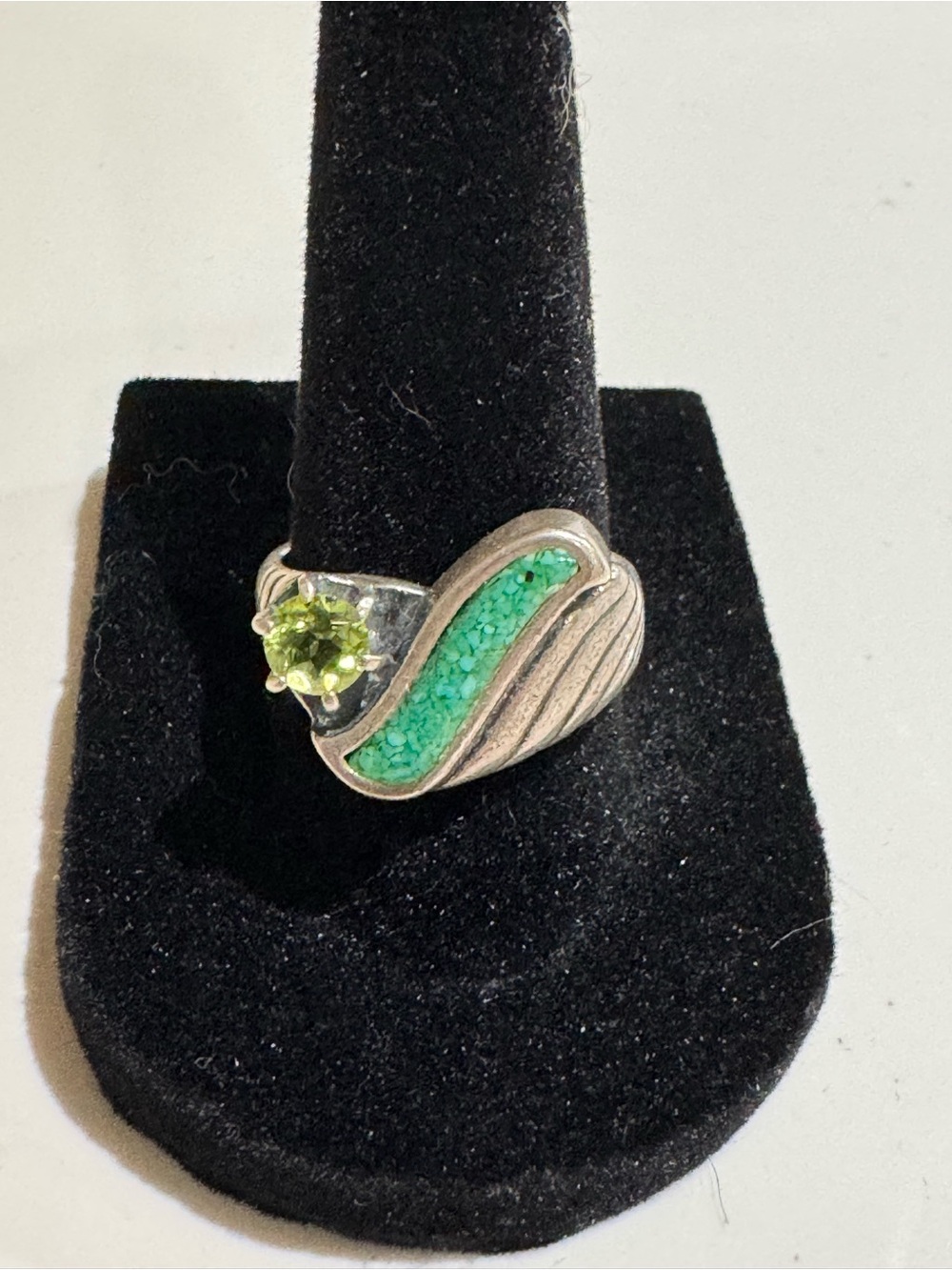 Carolyn Pollack Sterling Silver Peridot & Turquoise Inlay Ring